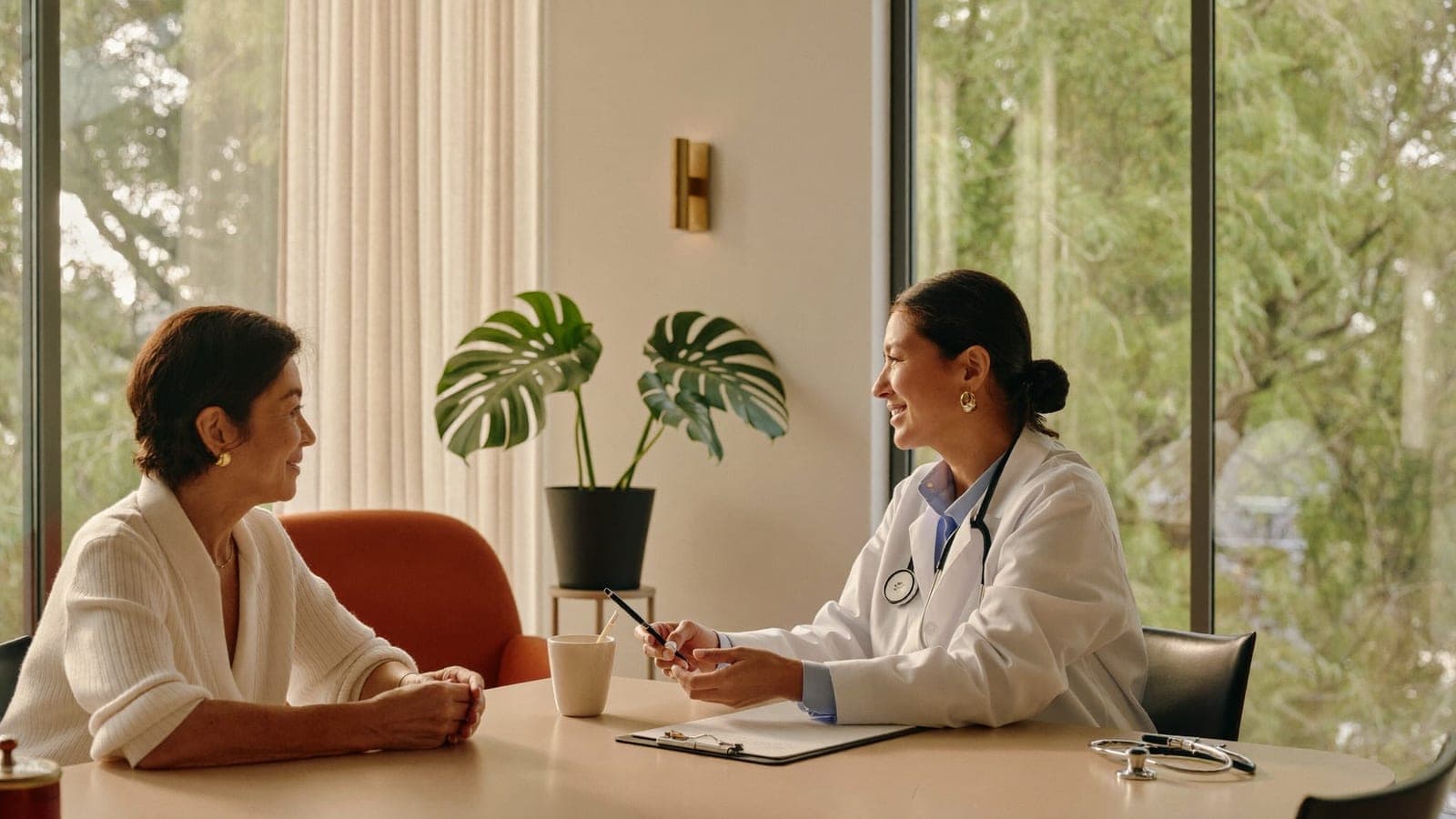 A clinician consulting at Valencia Medical & Research Center